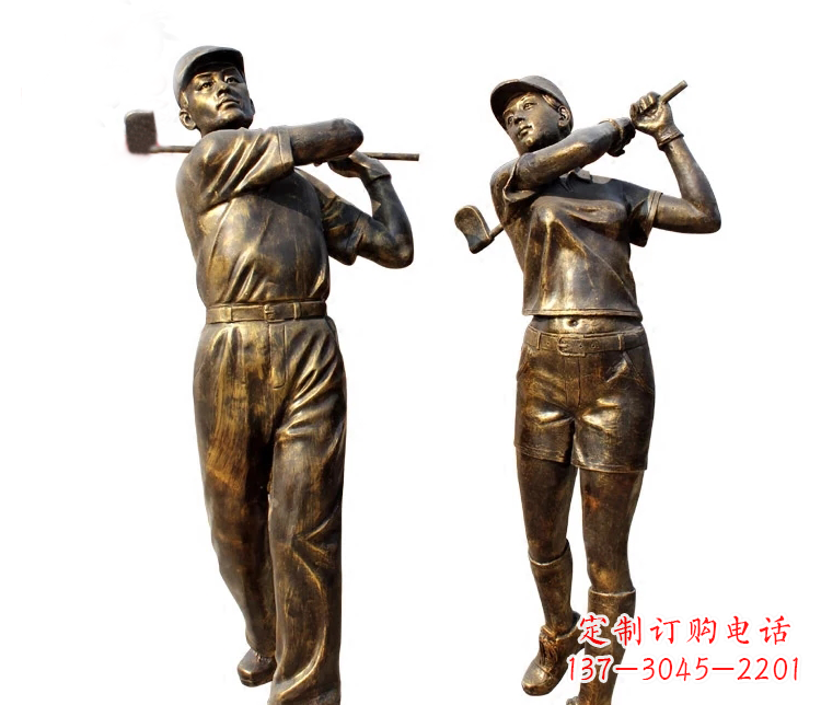 南通公园打高尔夫人物铜雕