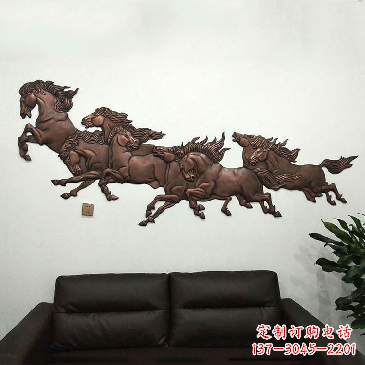南通紫铜马儿浮雕装饰画