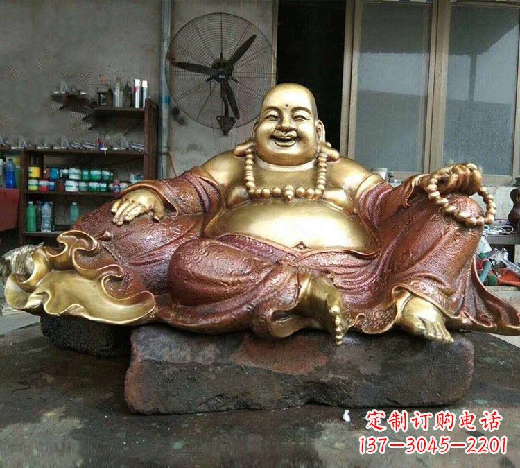 南通宗教供奉坐式弥勒佛铜雕