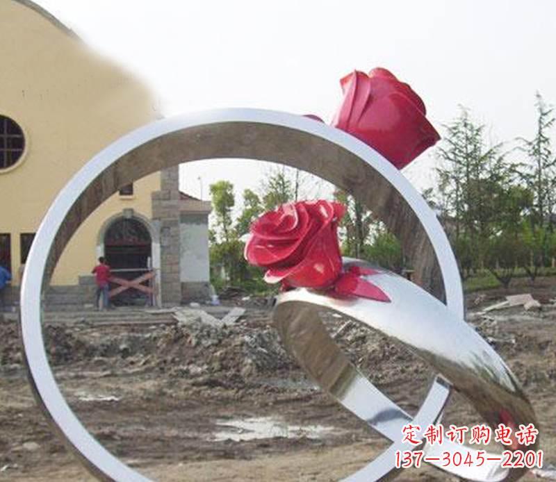 南通广场景观不锈钢戒指雕塑