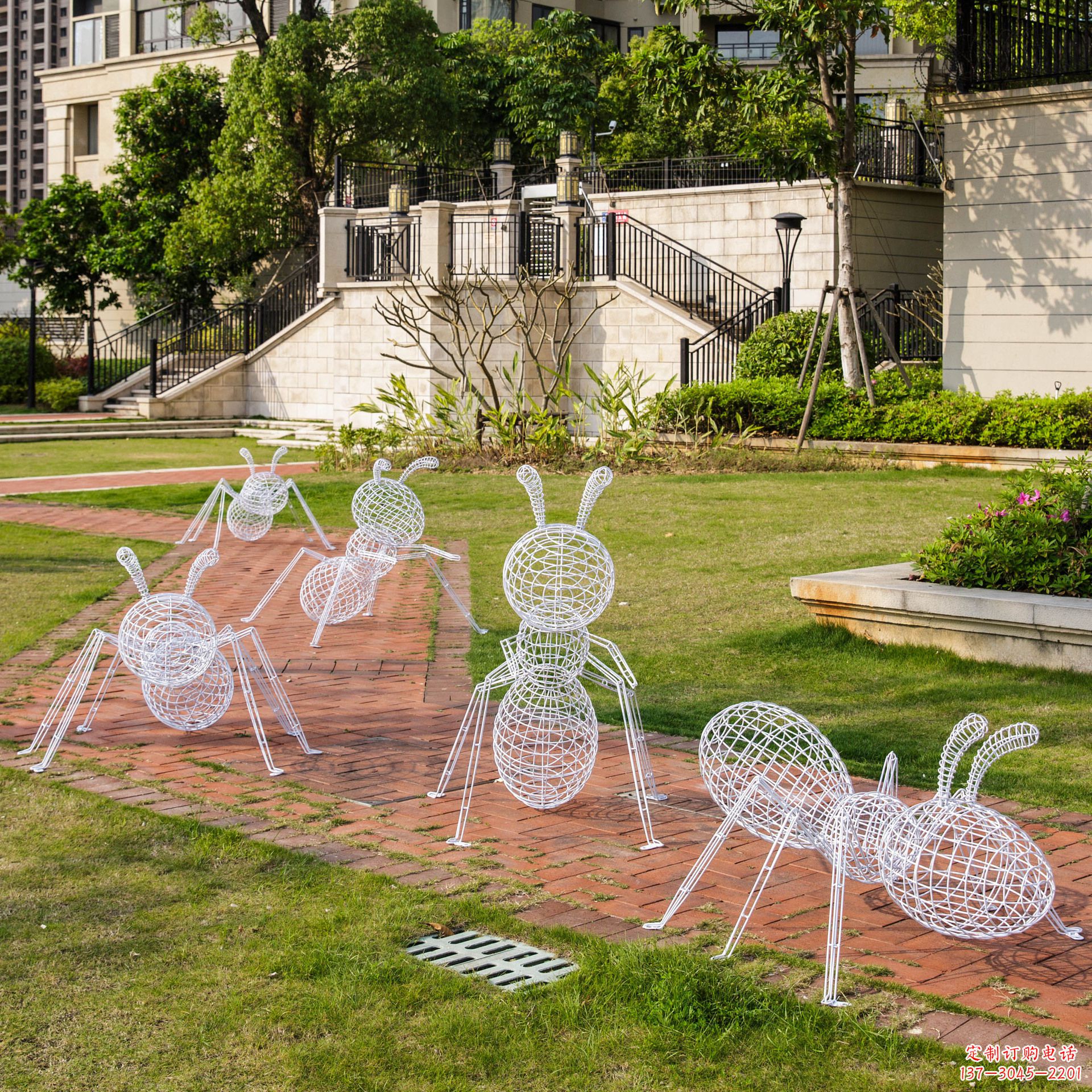 南通蚂蚁雕塑-户外公园大型不锈钢镂空蚂蚁雕塑