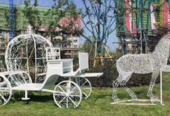 南通马车雕塑-小区花园广场创意镂空不锈钢马车雕塑